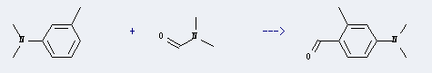 Benzaldehyde,4-(dimethylamino)-2-methyl- is prepared by N,N-Dimethyl-formamide and 3,N,N-Trimethyl-aniline